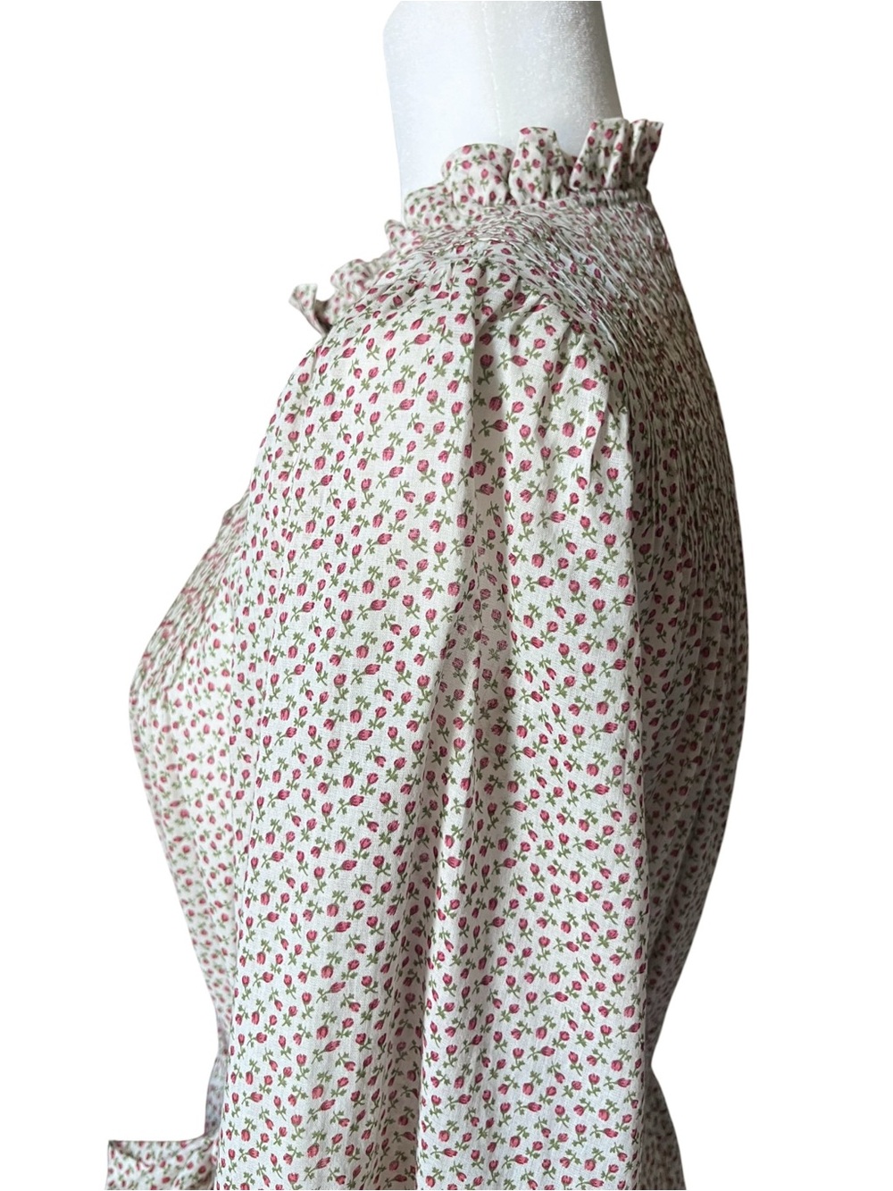DOEN Stanton Berry Bisou Floral Cotton Button Down Belted Midi Dress Small - Picture 9 of 13